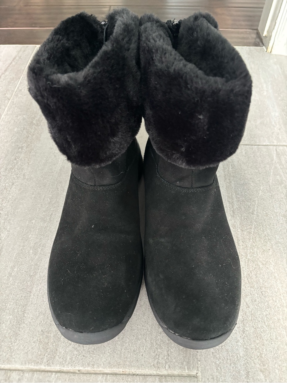 Muk Luks Black Faux Fur Cuff Ankle Boots